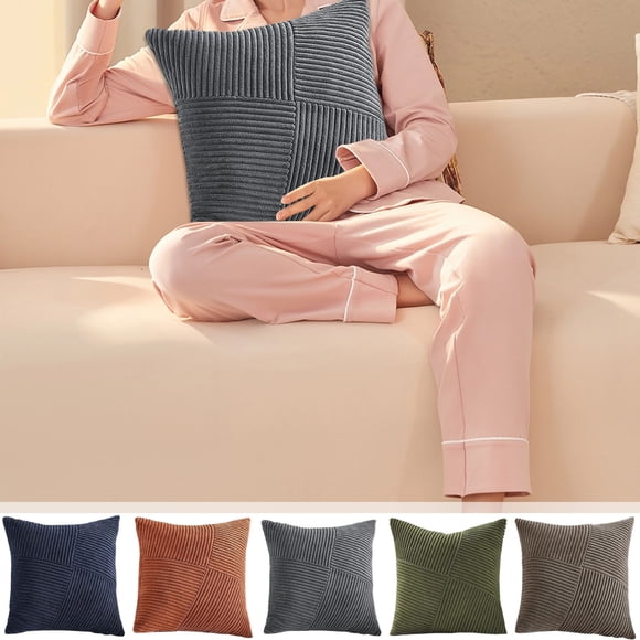 Fiudx Funda de Almohada de Pana, Diseño Patchwork Multicolor, Poliéster Suave, Cojín Decorativo para Sofá, Mesita de Noche o Sala de Estar, 45 X 45 Cm, Decoración Relajante y Cómoda.