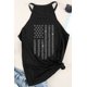 thumbnail image 2 of ABPHQTO Camiseta sin mangas con estampado de bandera estadounidense brillante negra con cuello en O para mujer, 2 of 5