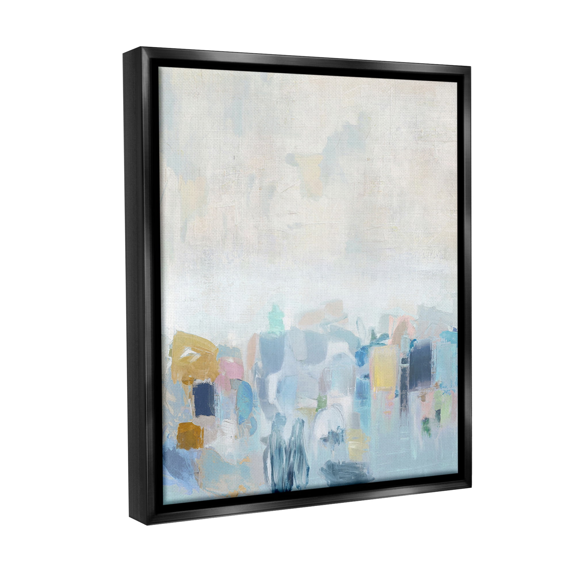 Stupell Industries Blue Abstract Landscape Abstract Painting Black Floater Framed Canvas Art Print Wall Art, 17 x 21