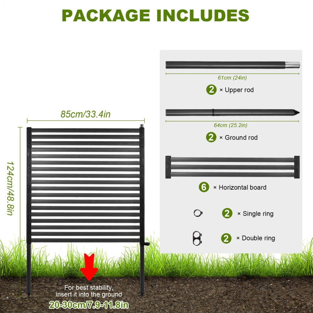 Sturdy Decorative Fence Screens, 3x4ft Black Galvanized Steel Privacy Screens for Backyard Seclusion