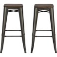 Dorel Home Products Fusion 30" Metal Backless Bar Stool with Wood Seat