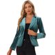 thumbnail image 1 of Chaqueta de terciopelo de oficina frontal con botón de solapa con muesca vintage para mujer Gris Azul Oscuro L, 1 of 6