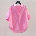 thumbnail image 2 of Timegard Summer Tops for Women Lapel Neck Button up Shirts Loose Solid Color Casual Lightweight Blouse, 2 of 6