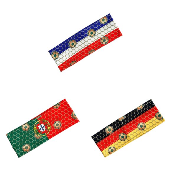 WUSUOWEI 3PCS Flag Tie Headbands,Turban Sport Headwear with National Flag,Fabric Hair Band,Breathable Bandana,National Flag Sweatband for National Sports Events,Sport Fans,Soccer Fans