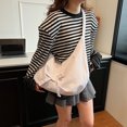 thumbnail image 2 of Bolso Bandolera Lona Con Lazo para Mujer Bolso Hombro Bolso Hobo para Exteriores (blanco), 2 of 9