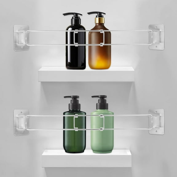 GUCADS-2Pack RV Shower Corner Storage Bar- Adjustable 180° Stainless Steel Rod for Corner Shelves in Camper, RV Bath Accessory for Securing Toiletries- RV Bathroom Organization Must Have Accessories