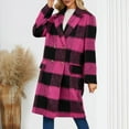 thumbnail image 2 of Fashion Winter Plaid Jackets for Womens Oversize Casual Trundown Collar Outwear Coat Long Sleeve Pockets Plaid, 2 of 9