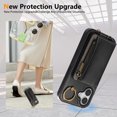 thumbnail image 2 of Allytechgroup Stylish iPhone 16 Wallet Case, Premium Phone Case for iPhone 16 with Card Holder Zipper Pocket Hand Wrist Shockproof Stand Cover for Women Men, Black, 2 of 6