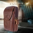 thumbnail image 4 of MesaSe Cowhide Leather Fanny Waist Bag Solid Color Three-layer Belt Bum Pouch Bags, 4 of 9
