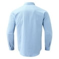 thumbnail image 4 of Durtebeua Mens Casual Long Sleeve Cotton Linen Shirts Buttons Down Solid Plain Roll-Up Sleeve Summer Beach Shirts Light blue,M, 4 of 4