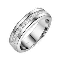 Newshe Men's Wedding Rings 925 Sterling Silver Mens Wedding Bands 1ct Round Cut AAAAA Cubic Zirconia Size 11
