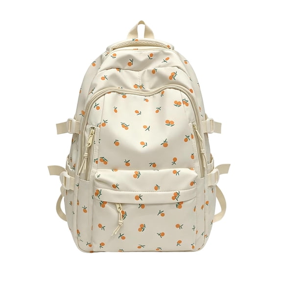 Cute Floral Backpack for Girls, Lightweight School Bag with Laptop Sleeve, Water Resistant Nylon Daypack for Kids Teens Kindergarten Elementary Middle School Travel