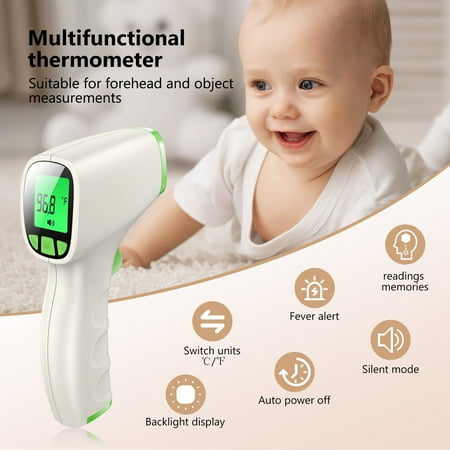 JUMPER JPD-FR202 Non Contact Digital Baby Thermometer Health Check Infraed Forehead Thermometer for Fever Accurate Pro Clinical Body Fever Thermometers for Baby Kid Adult CE FDA Approved,