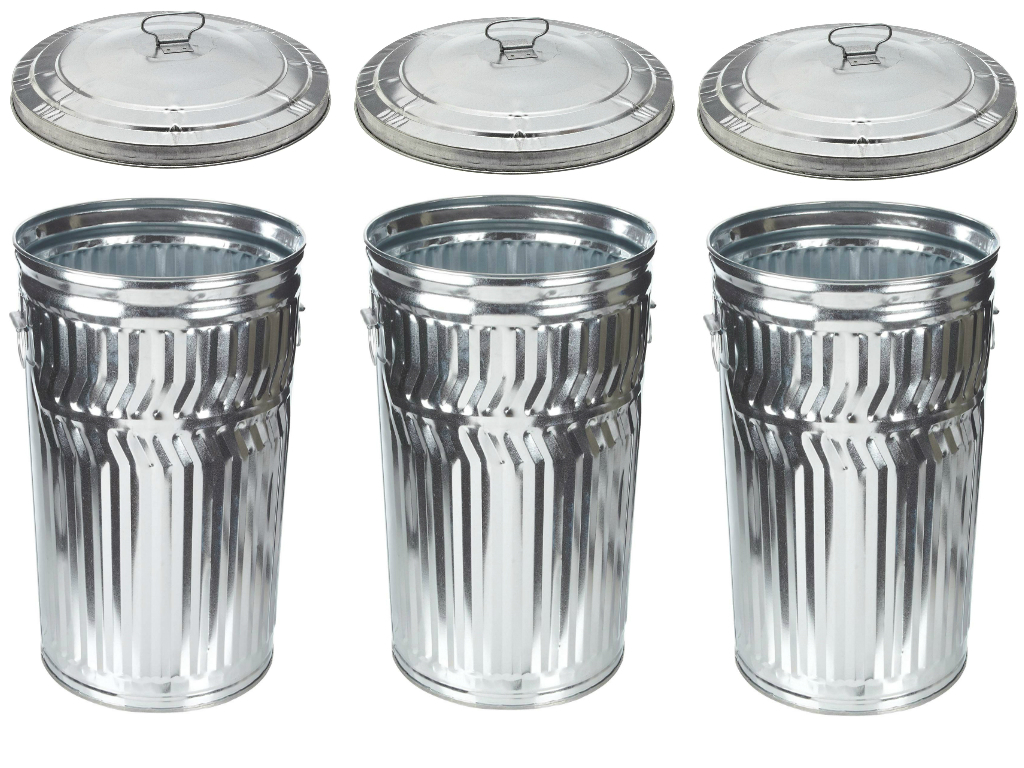 Witt Industries 20 Gallon Galvanized can with Lid, Set of 3