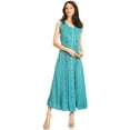 thumbnail image 5 of Sakkas Maya Floral Embroidered Sleeveless Button Up Rayon Dress - Turquoise - 3X/4X, 5 of 5
