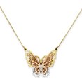 thumbnail image 1 of 14k Yellow and White Gold Yellow & Rose Gold w/ Rhodium Butterfly Necklace Length 18 Inch, 1 of 2