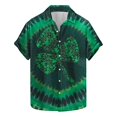 thumbnail image 1 of Blusa y camisa de manga corta con cuello vuelto para hombre, blusa de moda para el Día de San Patricio con estampado de manga corta y solapa., 1 of 4