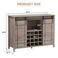 thumbnail image 2 of AKDSteel 47" Farmhouse Coffee Bar Cabinet – Wine Bar Sideboard with 16 Glass Rack, Storage Shelves & Sliding Barn Door, Buffet Cabinet for Kitchen & Dining Room, 2 of 7