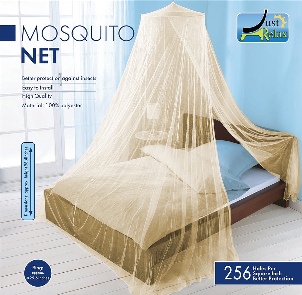Just Relax Elegant Mosquito Net Bed Canopy Set, Beige, TwinFull