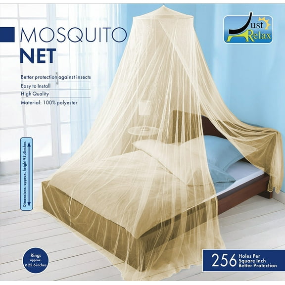 Just Relax Solid Polyester Eco-Friendly Asymmetrical Bed Canopy, Twin Full, Beige