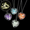 thumbnail image 1 of AYYUFE Women Hollow Out Heart Rhinestone Pendant Luminous Chain Necklace, 1 of 7