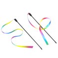 thumbnail image 1 of Jinsinto Cat Wand Rainbow Toys 2pcs Rainbow Ribbon Wand for Kitten Training Rainbow Ribbon Cat Charmer Wand Interactive Catcher Teaser Wand for Kitten Cat Exerciser 28cm, 1 of 5