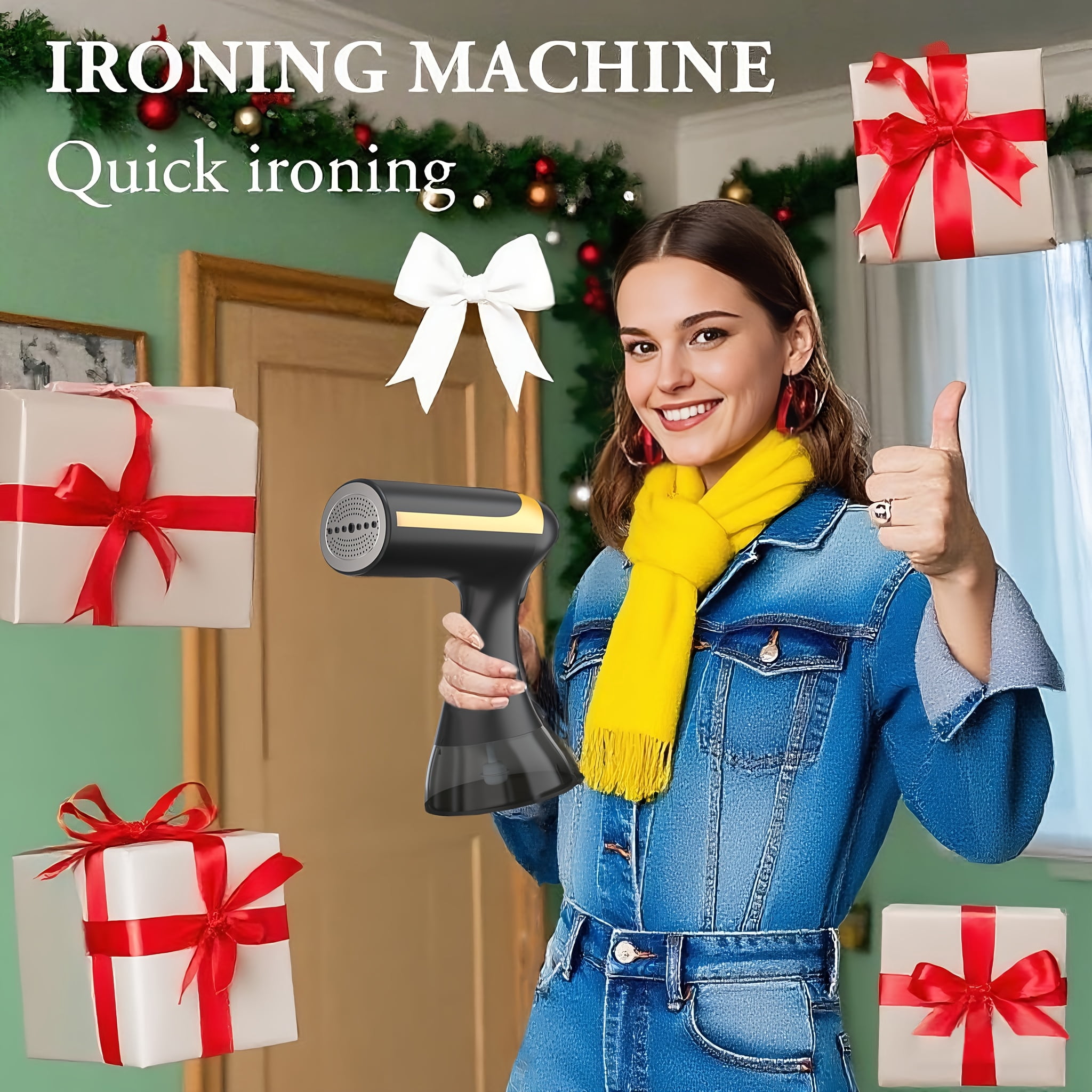 1100W Handheld Hanging Ironing Machine with 20s Fast Heating, Equipped with A Cleaning Brush And A 10.14oz Large Capacity Water Tank. Home Steam Ironing Machine Is A Must-have Tool for Wrinkle Remo