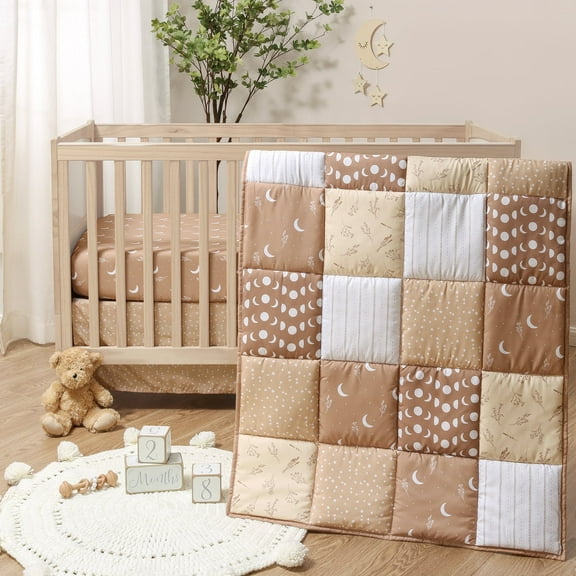 The Peanutshell Crib Bedding Set for Baby Boys or Baby Girls, Boho Celestial, 3 Pieces