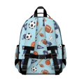 thumbnail image 3 of Football and Basketball Lightblue Pattern Cute School Backpack Bag for School with Padded Back and Adjustable Shoulder Straps 15.25"x11.5"x5.25", 3 of 5