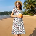 thumbnail image 4 of Naloa Christmas Elements Print Womens Summer A-Line Dress with Pockets,Short Sleeve Dresses,Flowy Beach Swing Dress for Vacation Travel, 4 of 6