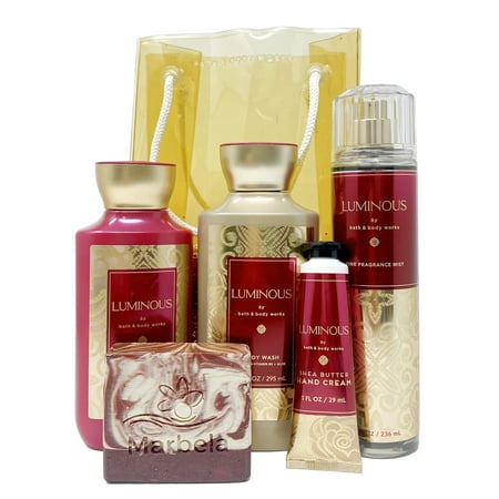 Bath & Body Works Luminous Gift Bag Set - Fine Fragrance Mist, Body Lotion, Body Wash and Hand Cream with a Cherry On Top Soap