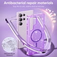 thumbnail image 3 of ELEHOLD for Samsung Galaxy S24 Glitter Clear Magentic Case,Transparent Clear Soft TPU Bling Shiny Design Compatible with Mag Safe Shockproof Fashion Girly Case for Samsung S24,Purple, 3 of 7