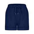 thumbnail image 6 of YUGYXL Womens Plus Size Summer Shorts Loose Lightweight Drawstring Shorts with Pockets Dressy Stretch Waist Hiking Shorts Blue S, 6 of 9