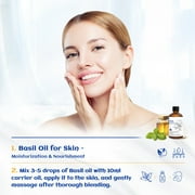 HIQILI Pure Basil Essential Oil for Cleaning Diffuser Candles Making Massage Body Hair Care 100mL