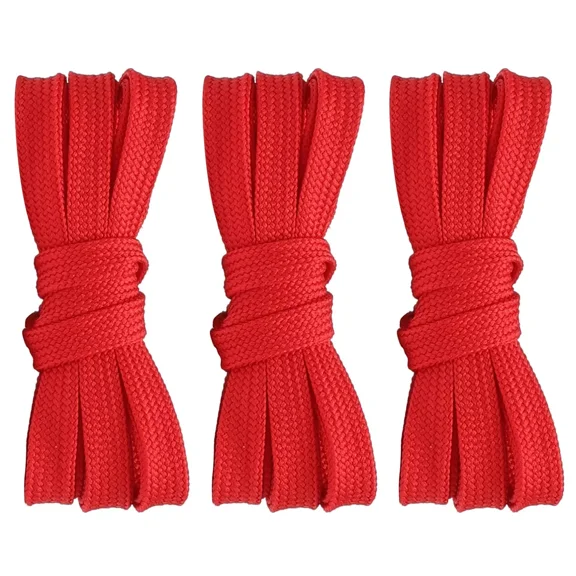 3pair Double Layers Flat Shoelaces Red for Sneakers 24 27 36 45 48 54 63 72 Inch