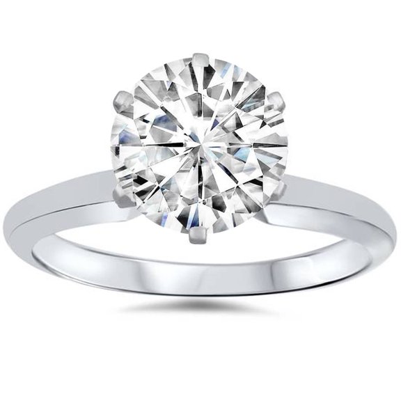 Pompeii3 2Ct Solitaire Moissanite Engagement Ring 14k White Gold (G/H,VVS1) for Women's