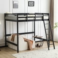 thumbnail image 5 of Zimtown Loft Bed Twin Size with USB Charging Station/LED, Solid Wood Bunk Bed Frame with Flat Rungs, Black, 5 of 10