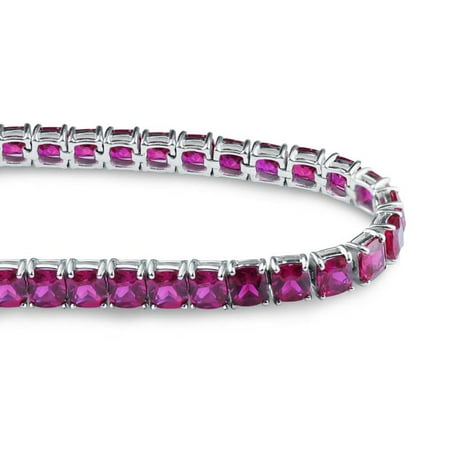 Lovely 5mm Cushion Cut Created Ruby Tennis Bracelet for women
