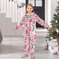 thumbnail image 6 of Pink Watermelon Heart Pattern One Piece Pajamas Soft Jumpsuit Cozy Sleep and Play Romper Zipper and Pockets 7T-8T, 6 of 8