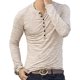 thumbnail image 1 of Xishao Playera Hombre Camiseta Henley Shirts de Manga Larga Camisa Casual Slim con Cuello en V Botones azul oscuro M azul oscuro M Xishao ropa, 1 of 2