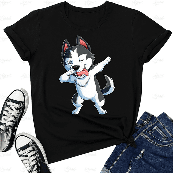 Dabbing Siberian Husky Dog Funny Dab Dance Kids Boys Style Unisex T-Shirt V51339, up to size 5XL