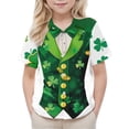 thumbnail image 4 of LEKWK Boys St. Patrick's Day Shirt Faux Leprechaun Vest Graphic Short Sleeve Button Down Top Novelty Irish Costume, 4 of 9