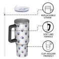 thumbnail image 4 of 40oz Pioneer Flower Floral Print Pattern Insulated Tumbler with Handle, BPA-Free Leak Proof Lid and Straws, Double Wall Vacuum, Hot 12h/Cold 34h, 4 of 6