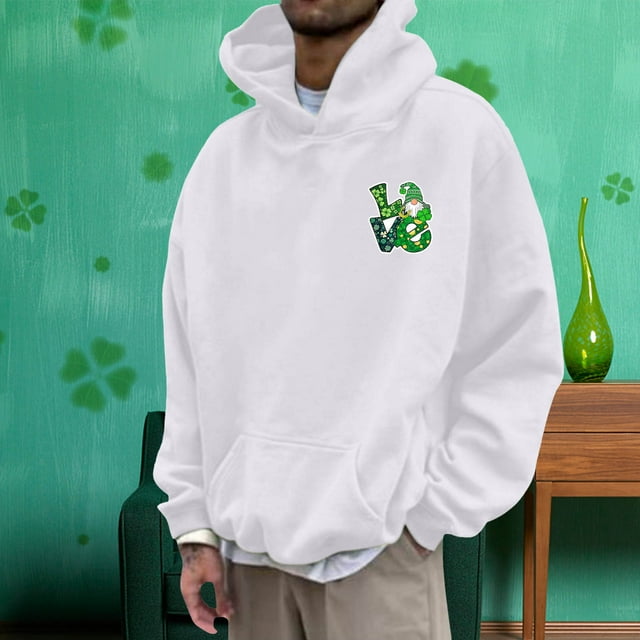 WILLBEST Sweat à Capuche et Chandails en Molleton pour Hommes Mode Automne et Hiver Décontracté Imprimé Stpatrick à Manches Longues