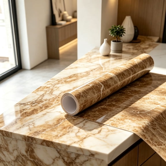 Brown Marble Contact Paper Granite Peel and Stick Countertops 15.7in × 118in Self-Adhesive Vinyl Waterproof Wallpaper for Kitchen Cabinet Bathroom Shelf Liner Wall Decorative
