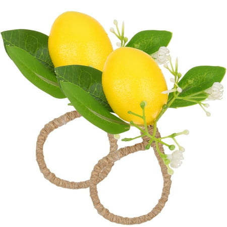 

HOMEMAXS 2Pcs Lemon Napkin Rings Decorative Artificial Lemon Napkin Holder Rings for Wedding Banquet