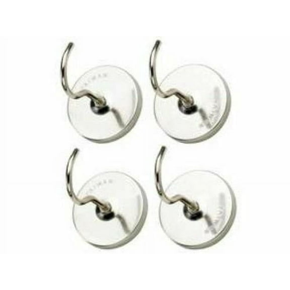 HIC Kitchen Strong Magnetic Hanger Hooks, Heavy Duty Steel with Bright Chrome Finish, Set of 4