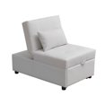 thumbnail image 6 of Caskey Convertible Ottoman Sleeper Bed Chair, White Vinyl, 6 of 8