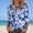 Blue, variant on NTACZA Floral Printed Womens Tops Boho Business Button Down Shirt Long Sleeve Tropical Womens Shirts L