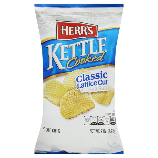 Herr's Kettle Cooked Classic Lattice Cut with Sea Salt Potato Chips, 7